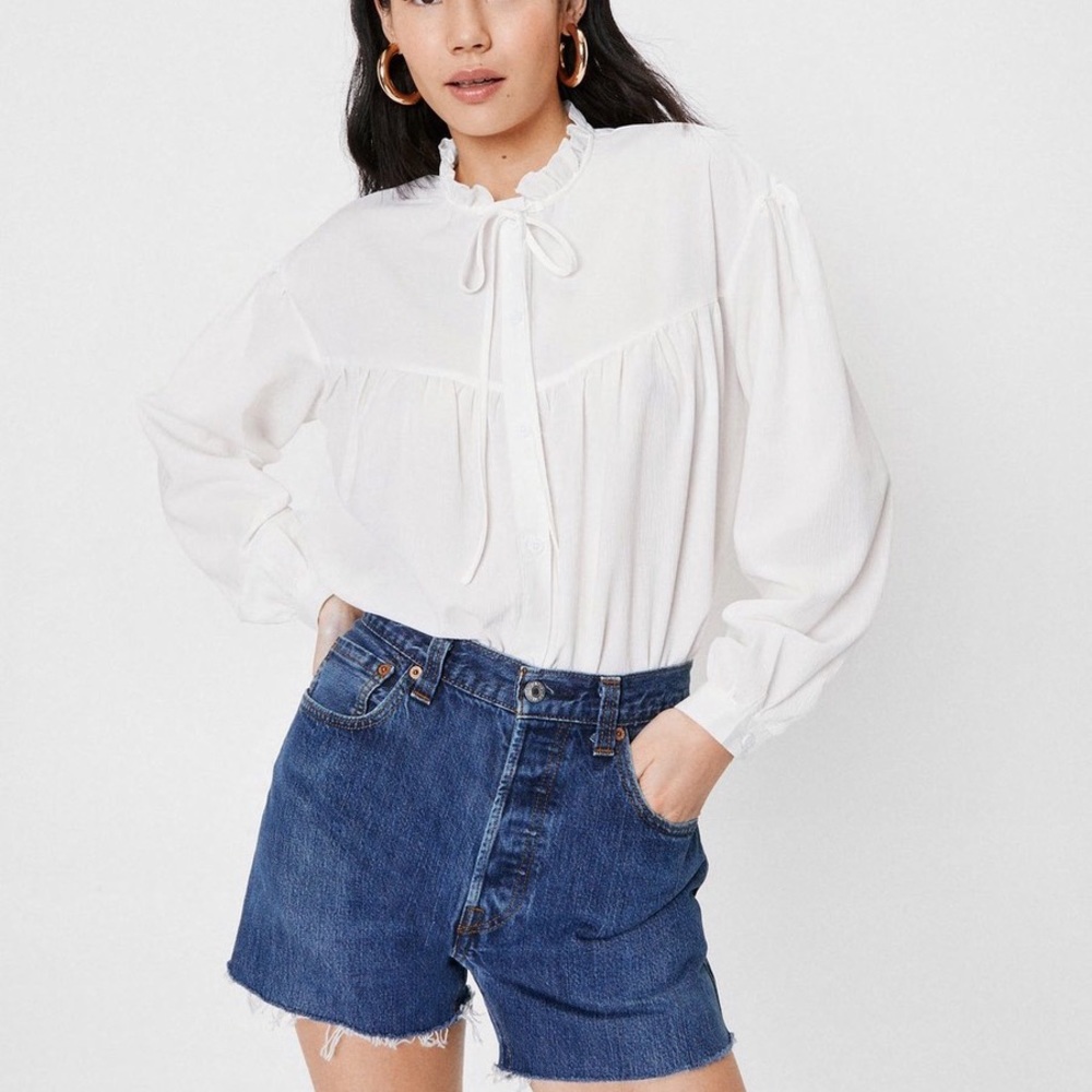 Chiffon High Neck Ruffle Blouse - Picture 4 of 5